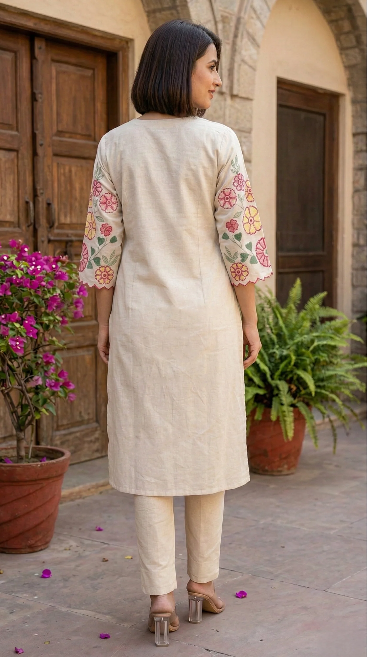 Kartar Daisy embroidery cotton suit set - Image 3