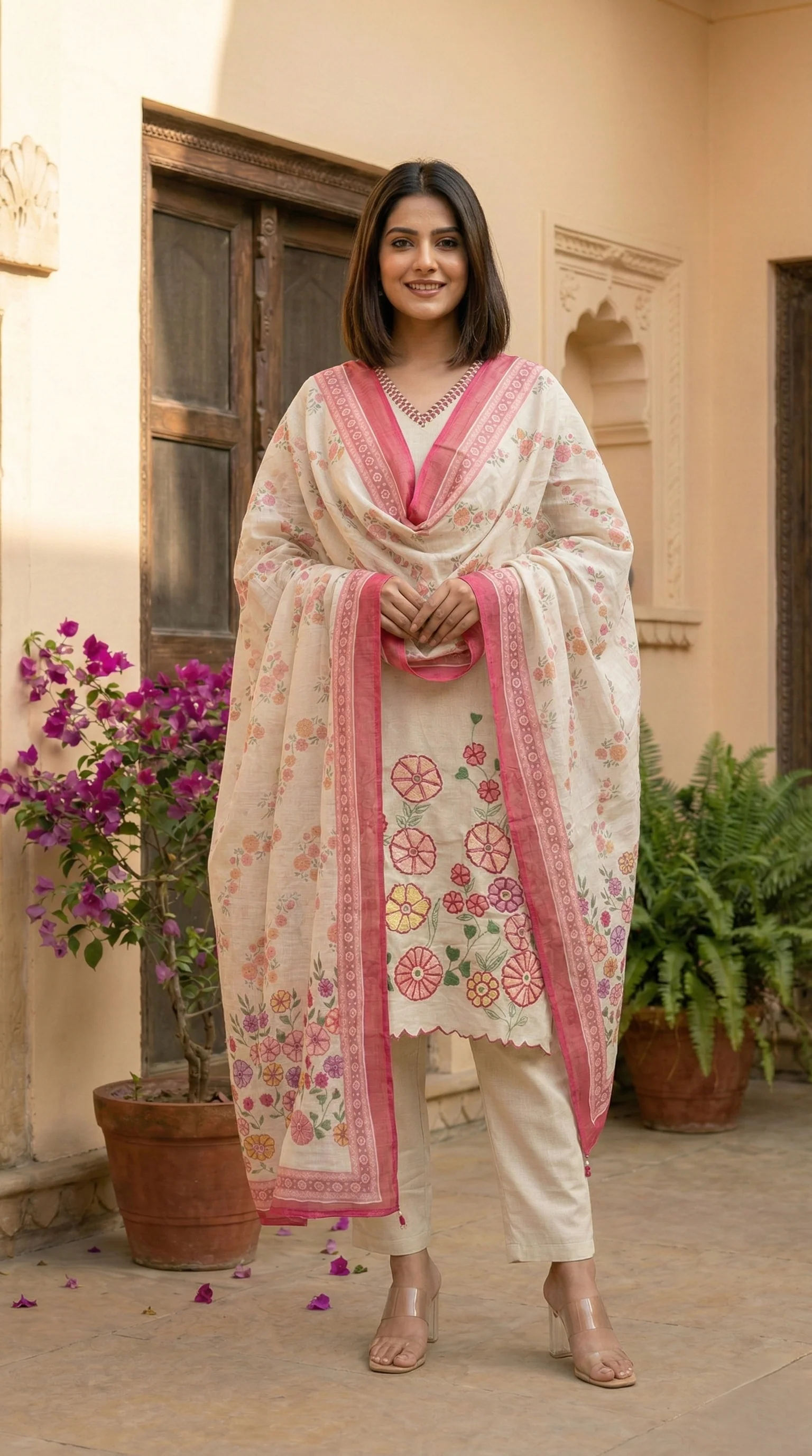 Kartar Daisy embroidery cotton suit set - Image 6