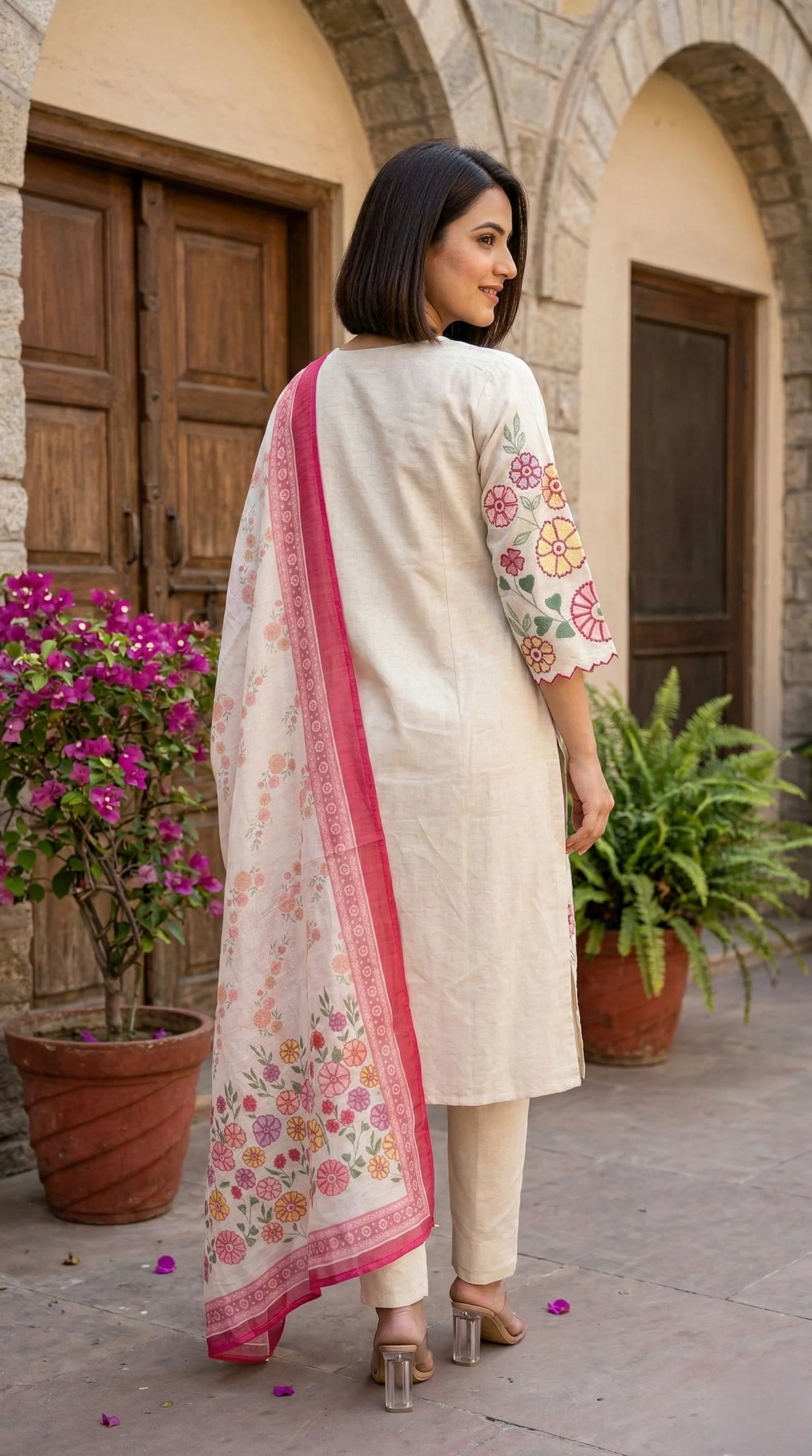Kartar Daisy embroidery cotton suit set - Image 7