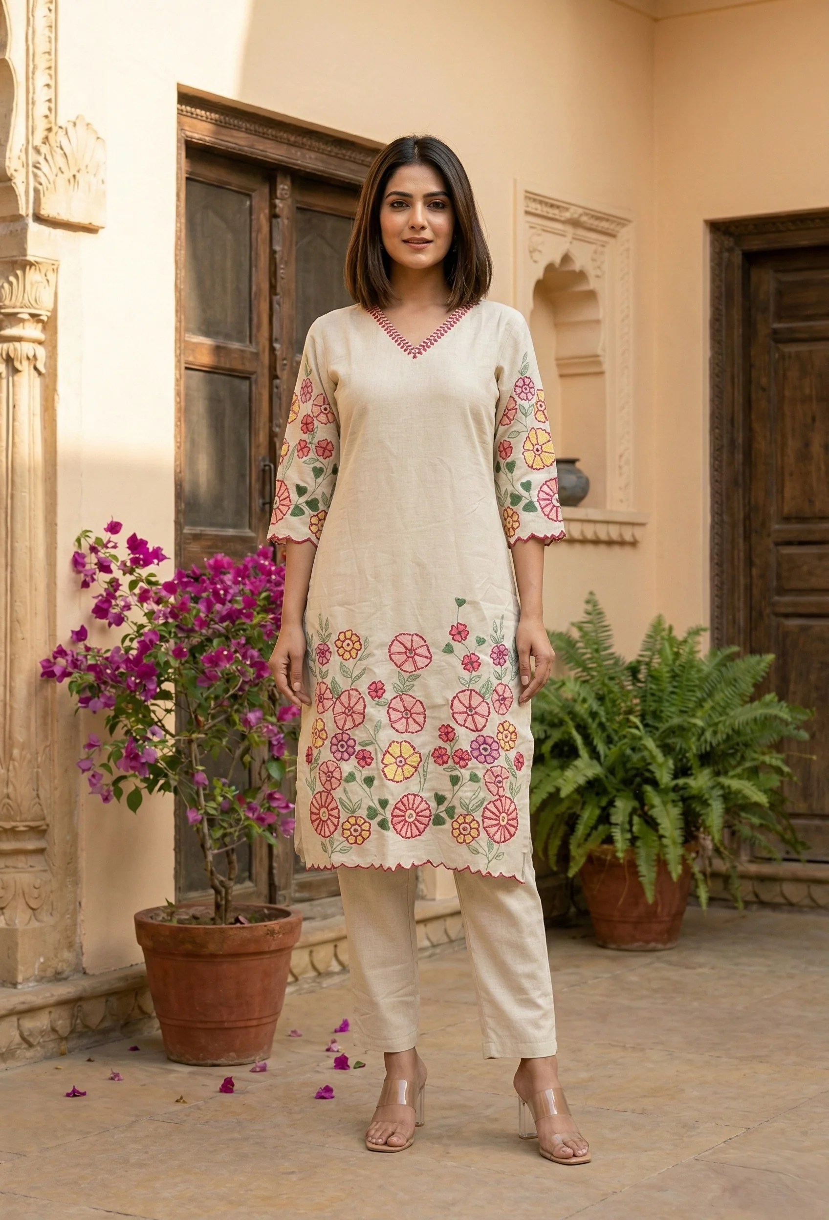 Kartar Daisy embroidery cotton suit set - Image 8