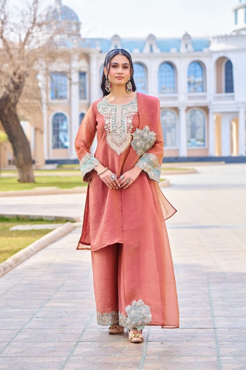 Mihika apricot full work suit set - Image 4