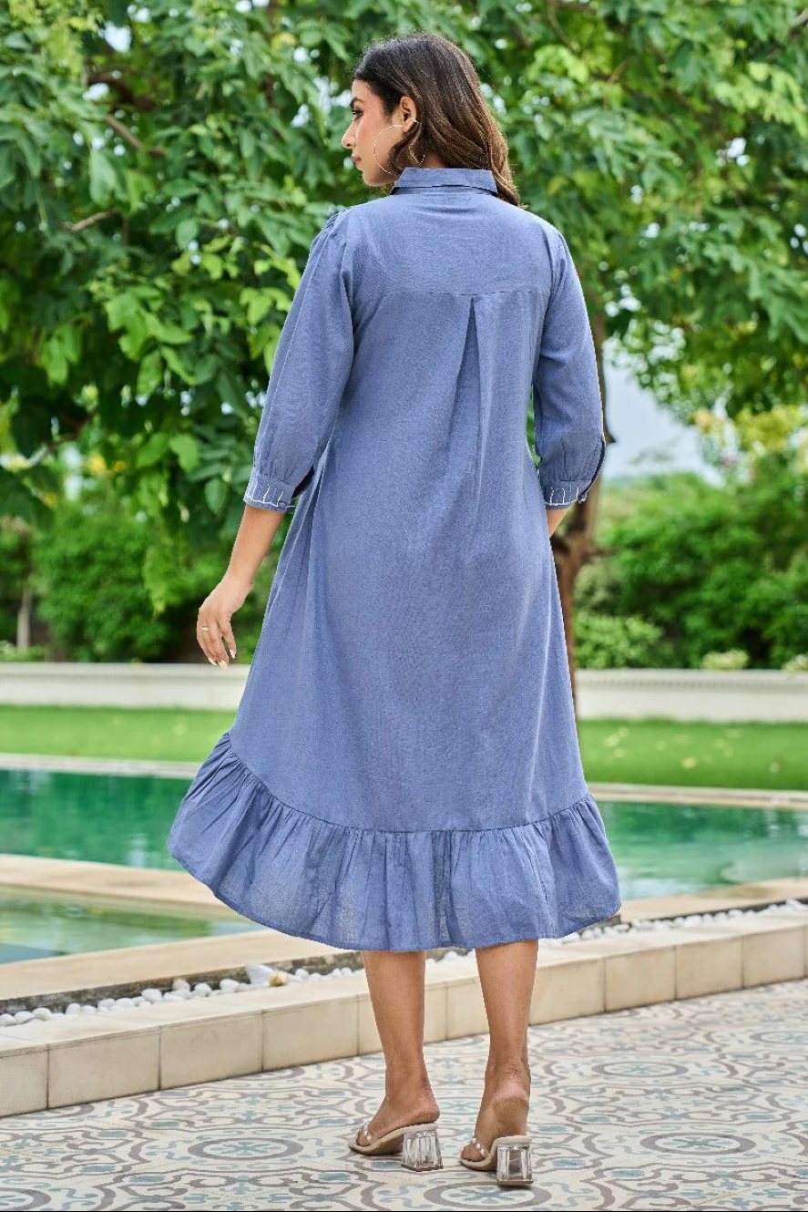 Esmera sky embroidery cotton dress - Image 3
