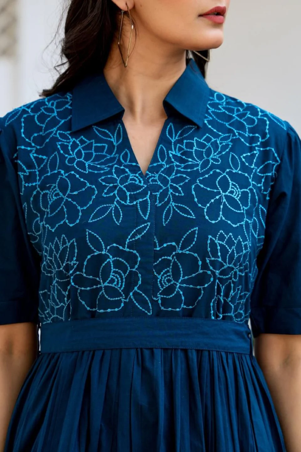 Esmera azure embroidery cotton dress - Image 2