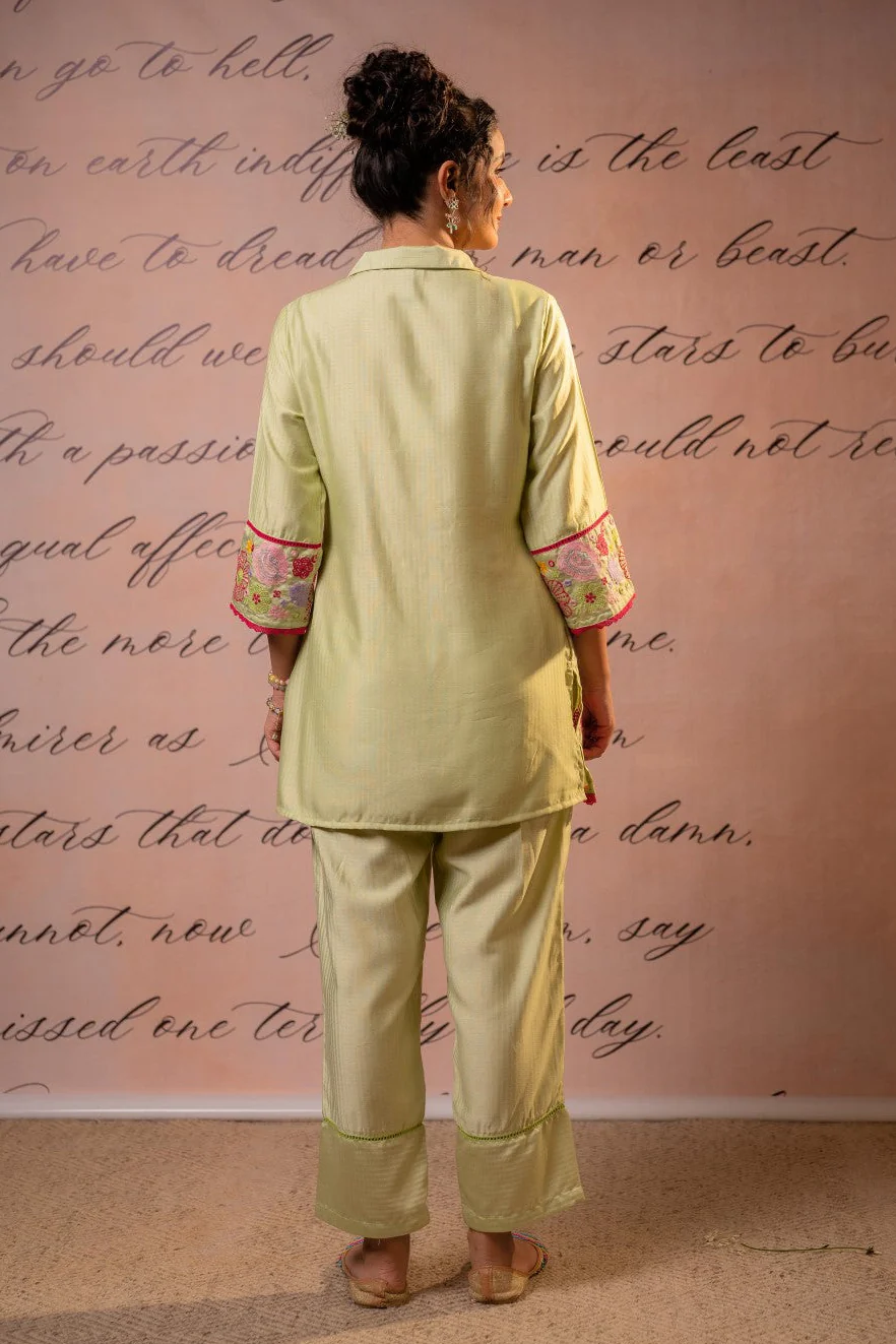 Param moss embroidery co-ord set - Image 3