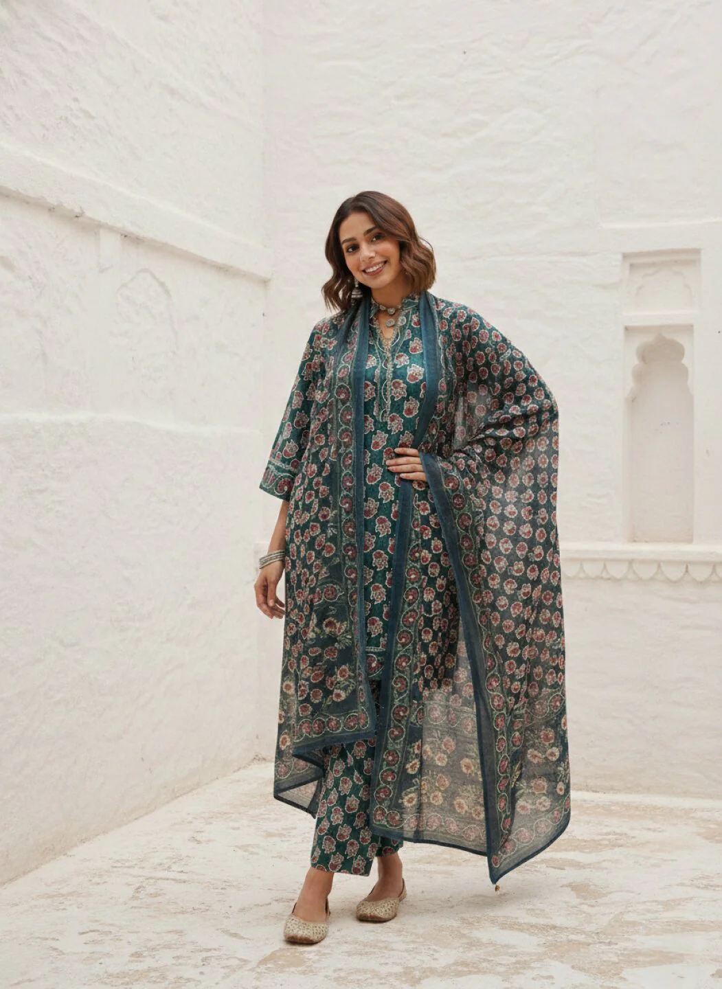 Swades peacock cotton suit set - Image 3