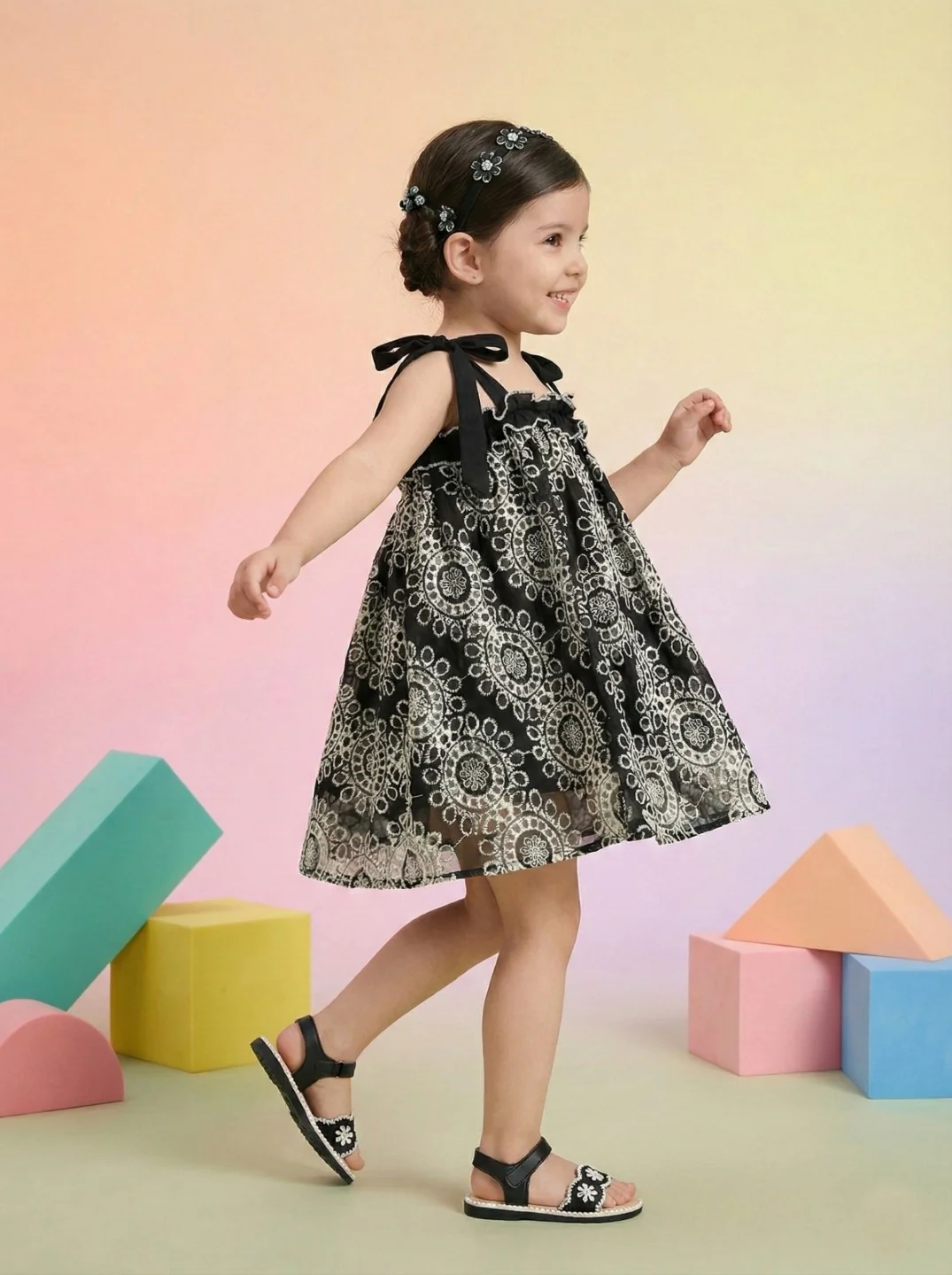 Joy Onyx schiffli cotton kids dress - Image 2