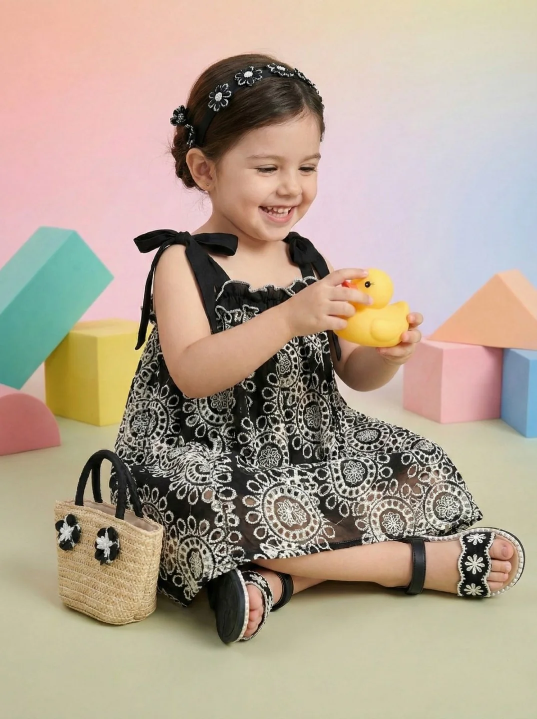 Joy Onyx schiffli cotton kids dress - Image 4