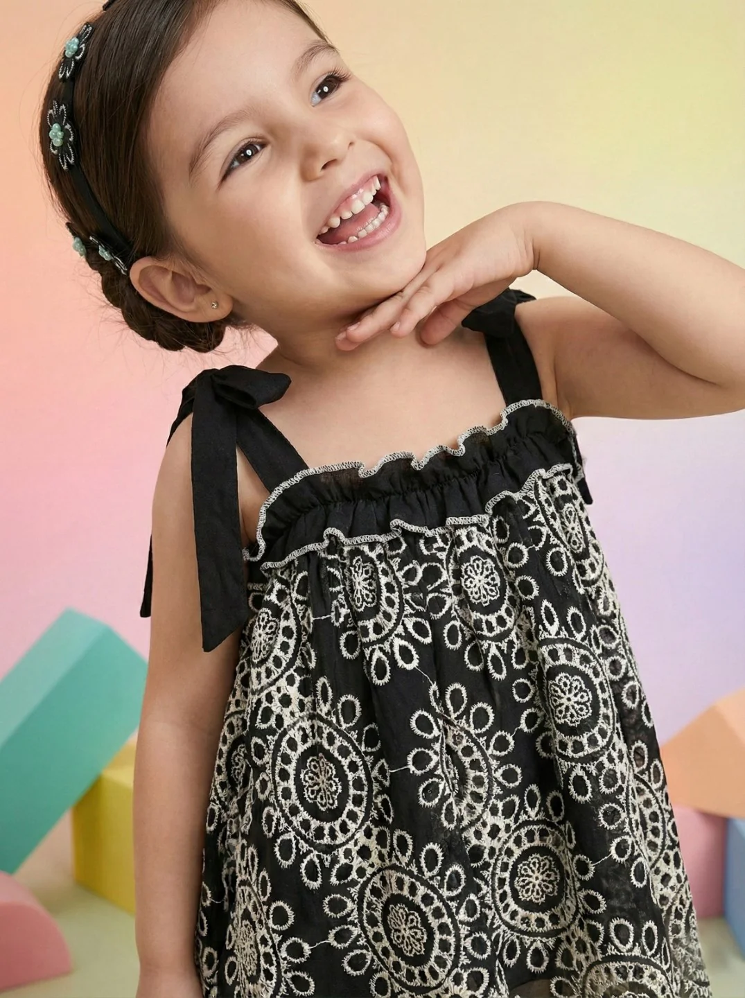Joy Onyx schiffli cotton kids dress - Image 6