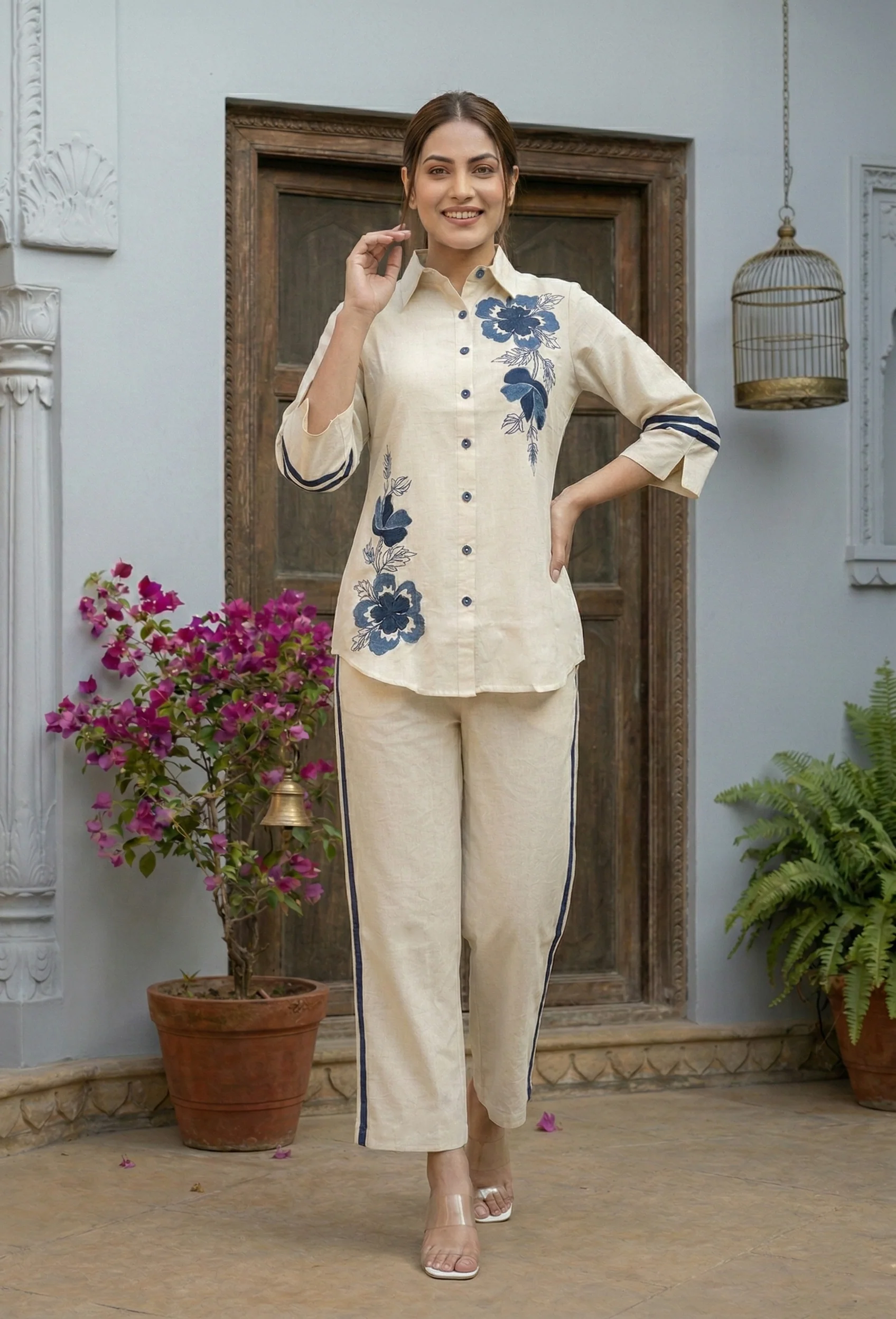 Ridhika Hibis embroidery cotton coord set - Image 4