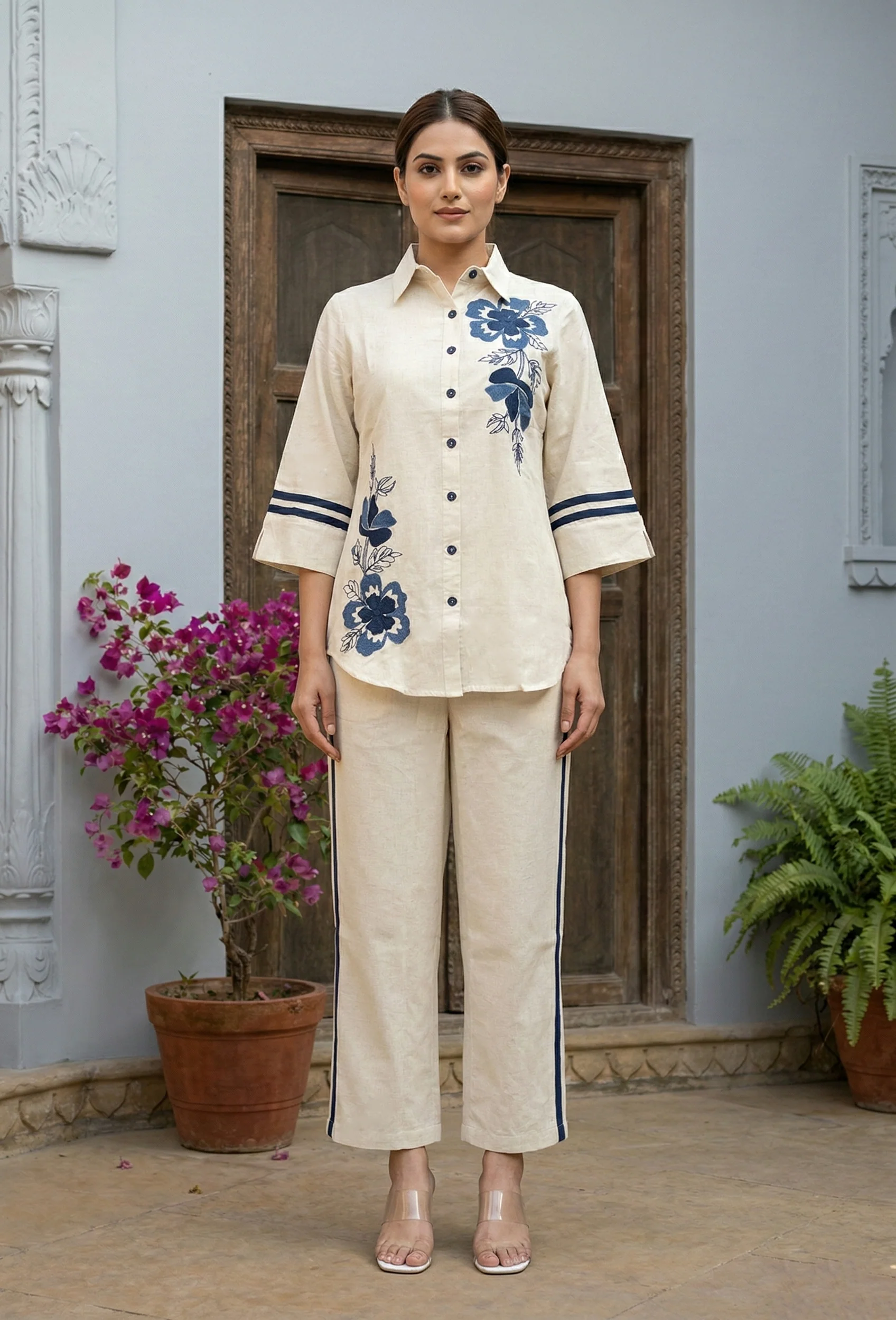 Ridhika Hibis embroidery cotton coord set - Image 5
