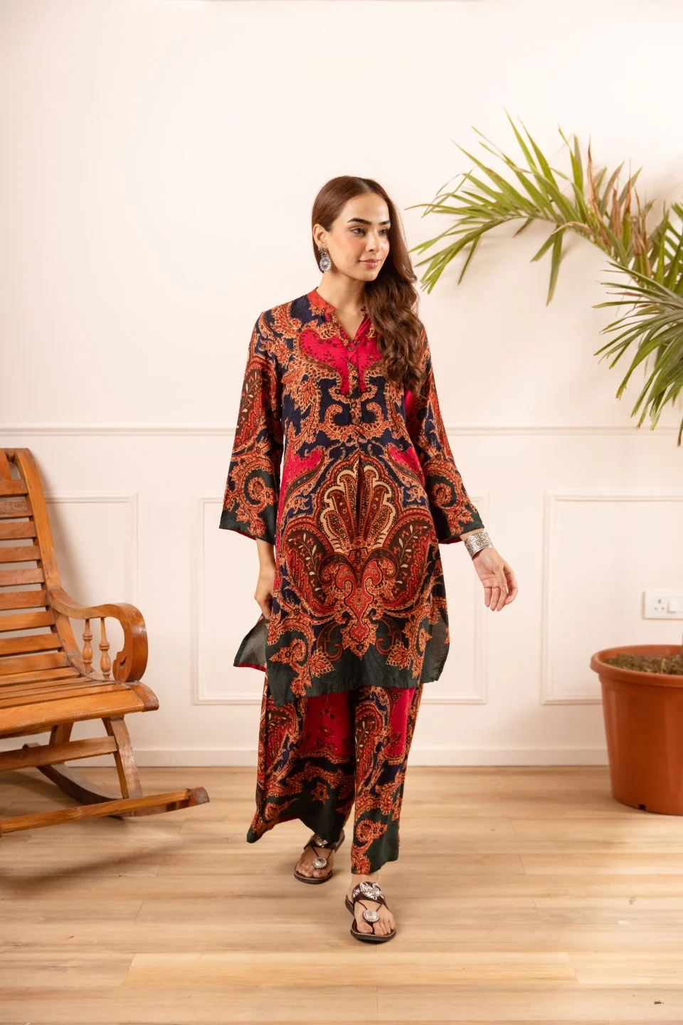 Karen cardinal printed cotton coord set - Image 4