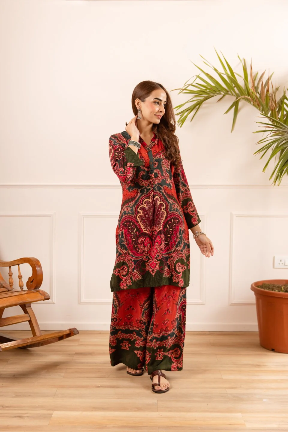 Karen cardinal printed cotton coord set - Image 5