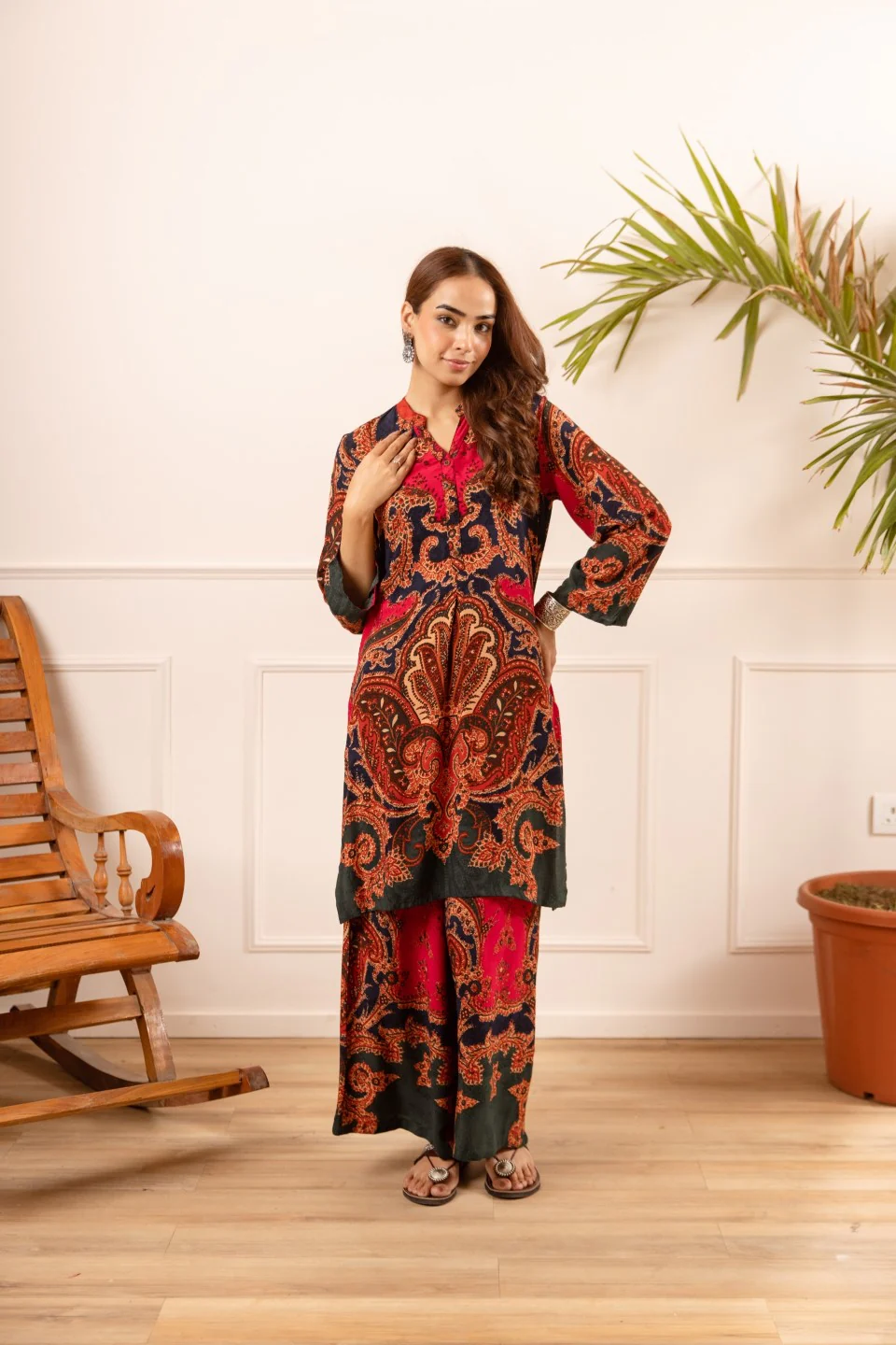 Karen cardinal printed cotton coord set - Image 6