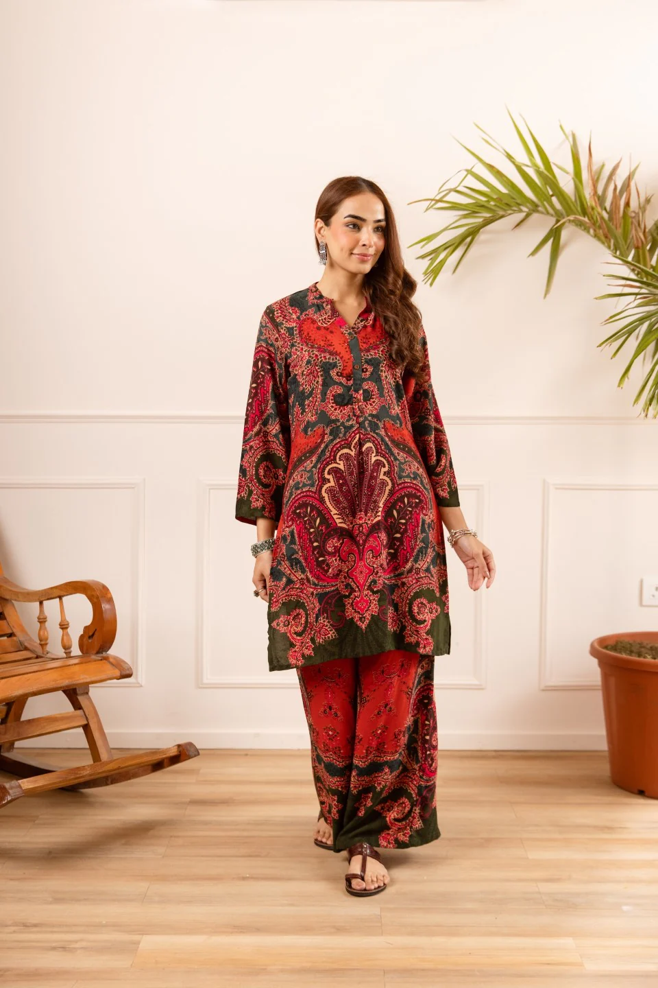 Karen cardinal printed cotton coord set - Image 8