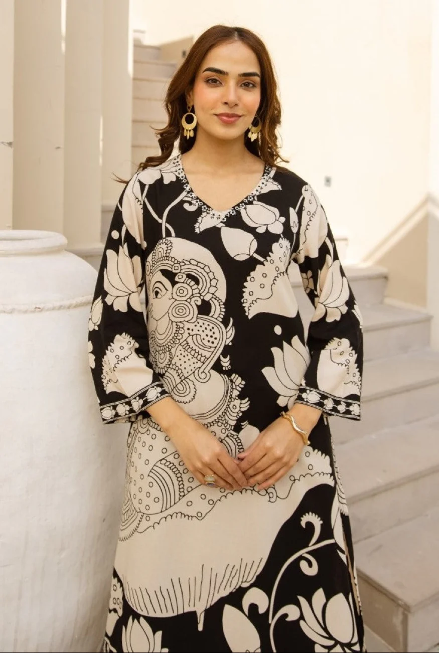 Karen pitch printed cotton kurta pant set - Image 2