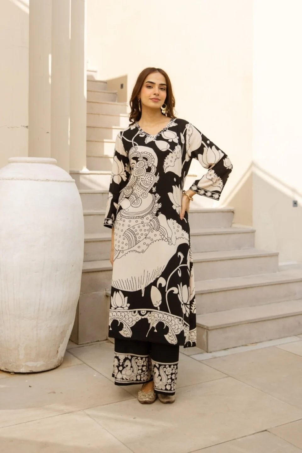 Karen pitch printed cotton kurta pant set - Image 7