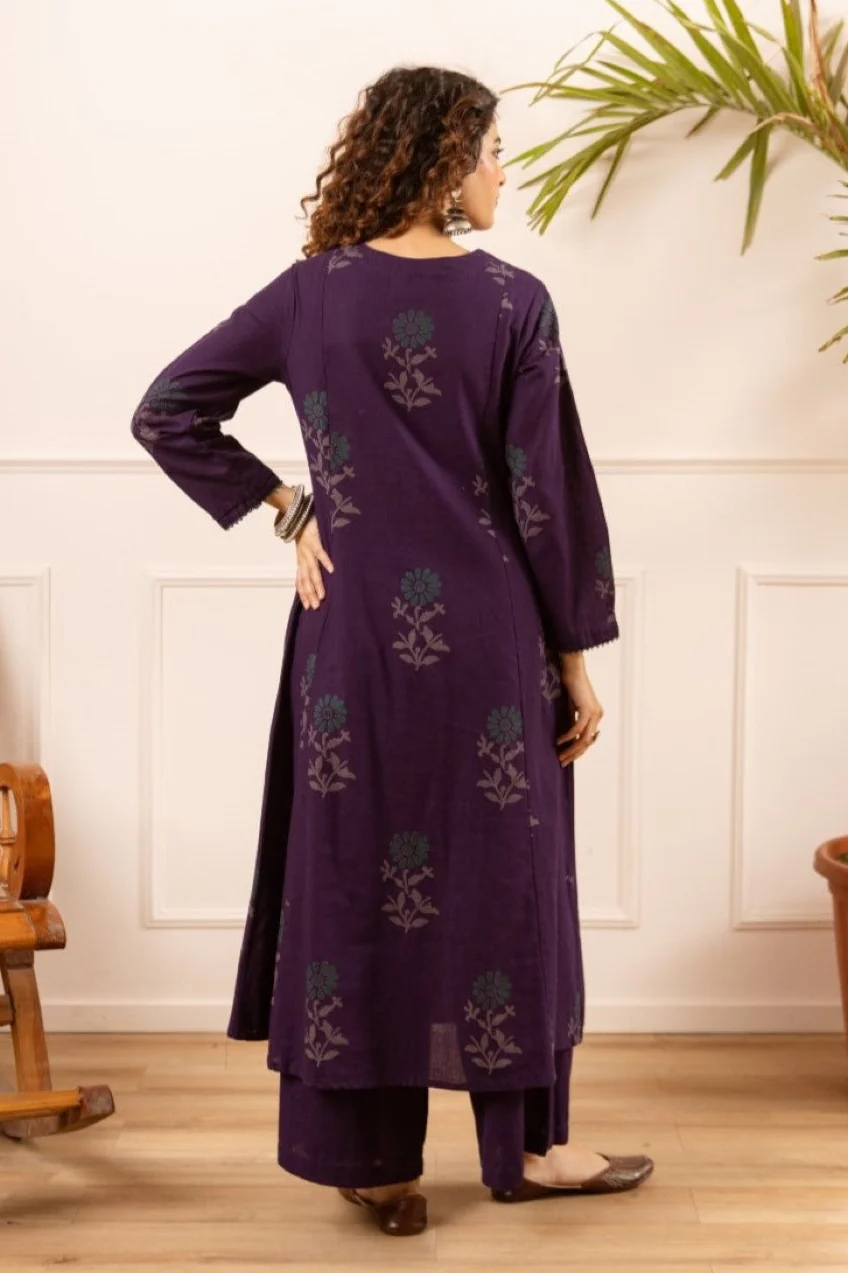 Karen Tyrian cotton kurta pant set - Image 3