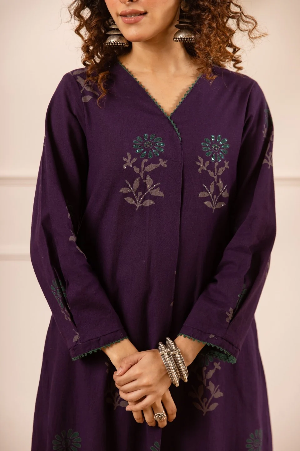 Karen Tyrian cotton kurta pant set - Image 4