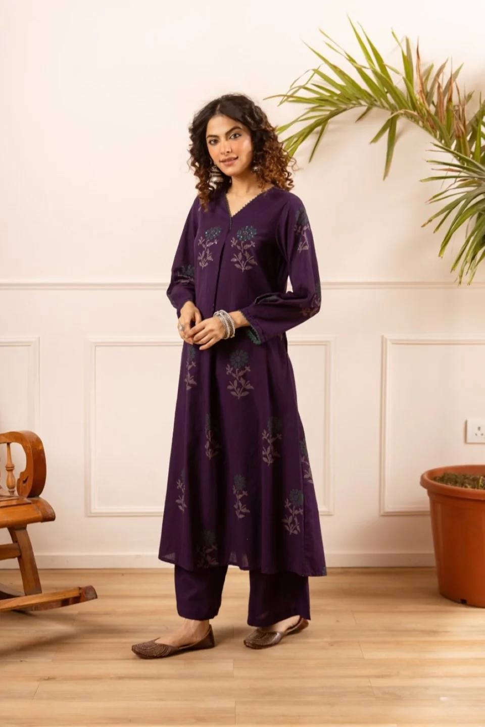 Karen Tyrian cotton kurta pant set - Image 6