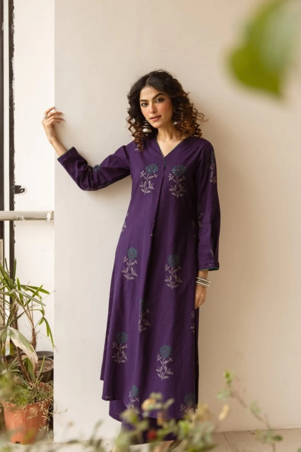 Karen Tyrian cotton kurta pant set - Image 7
