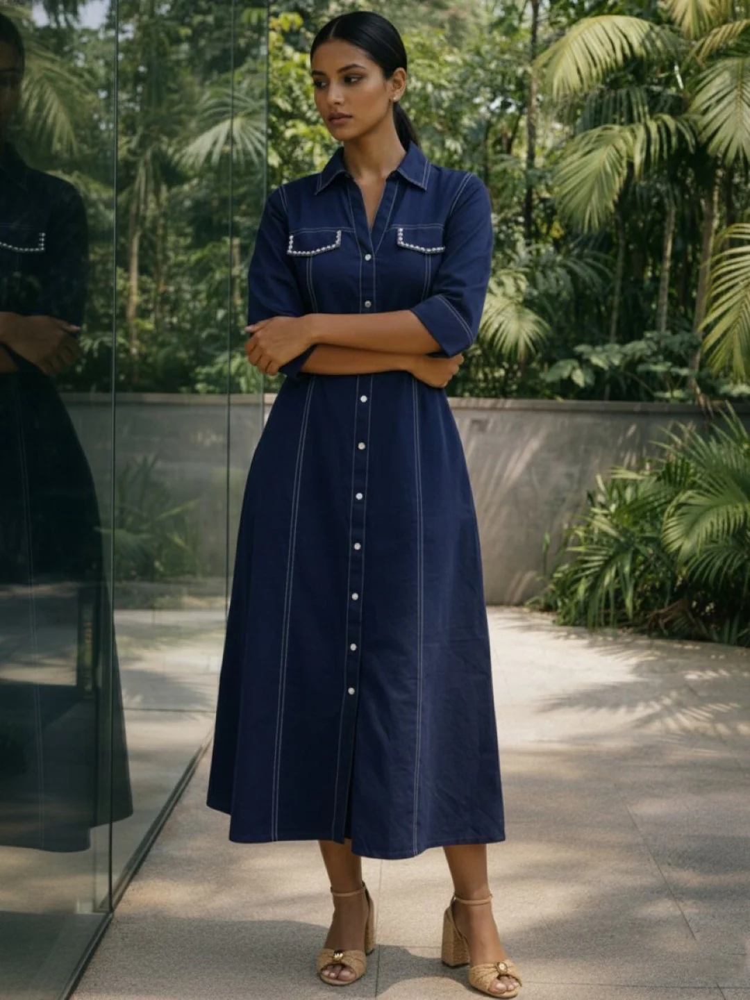 Ivanka azure denim cotton dress - Image 4