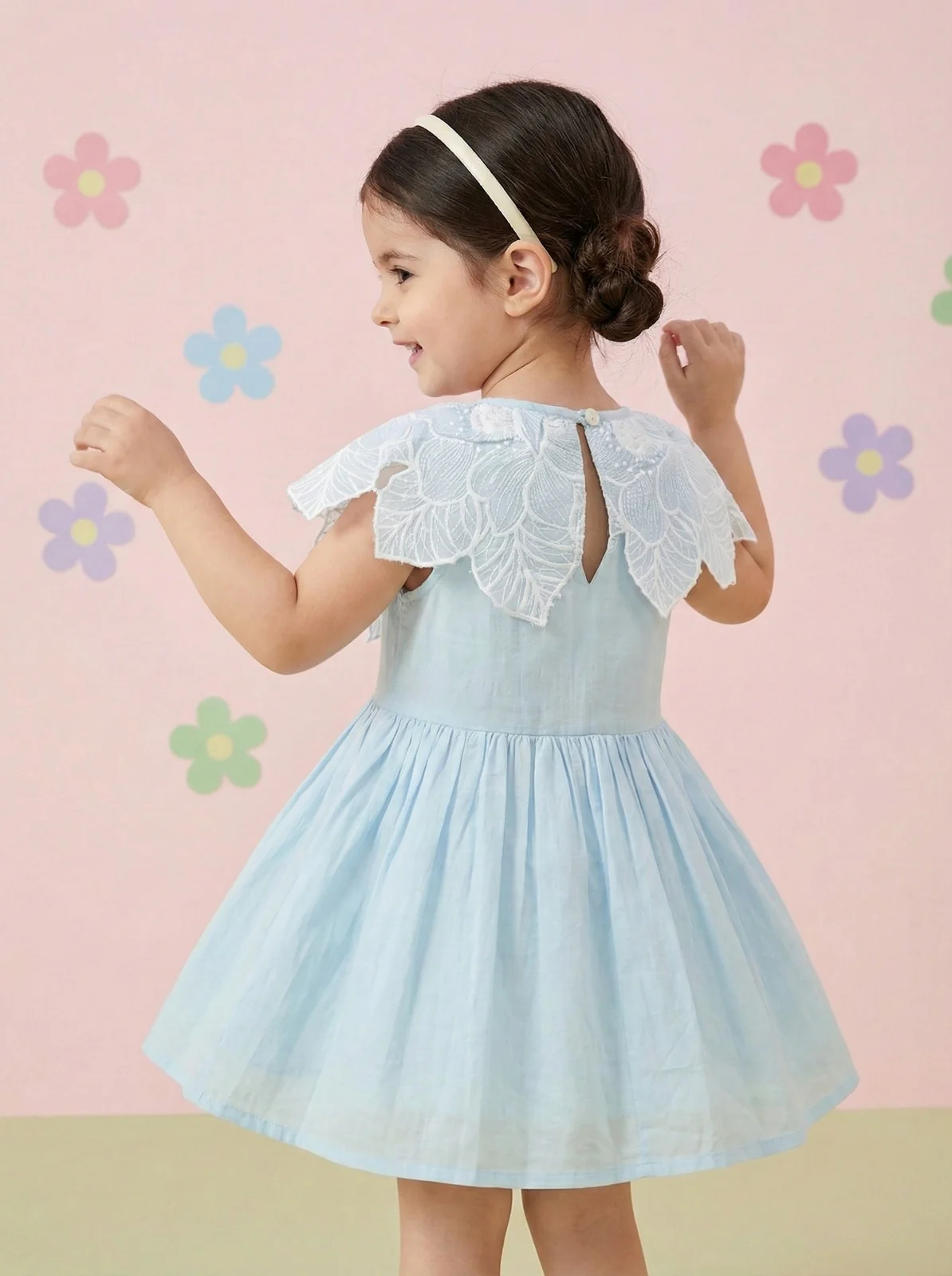Joy softblue kids cotton dress - Image 2