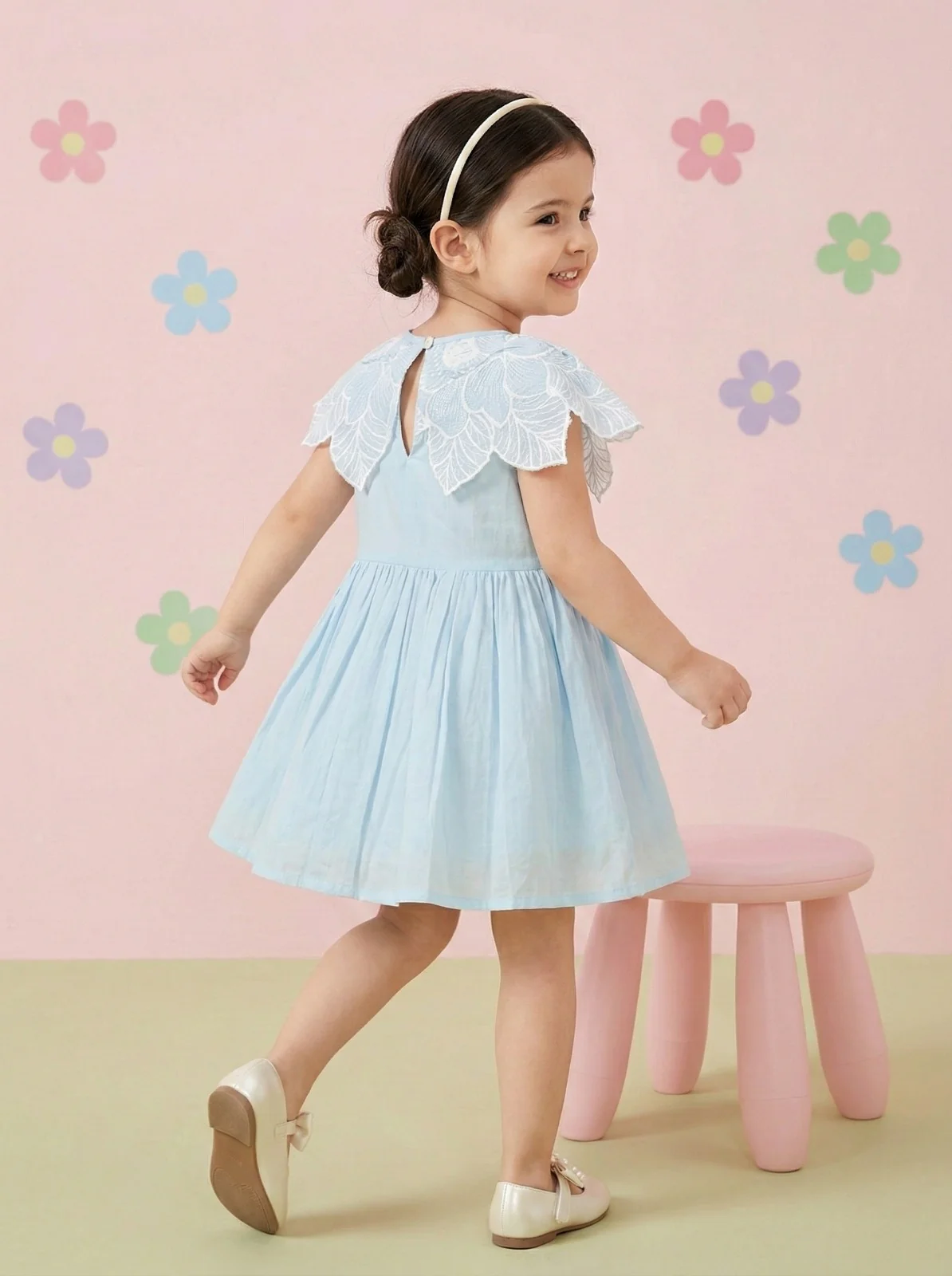 Joy softblue kids cotton dress - Image 3