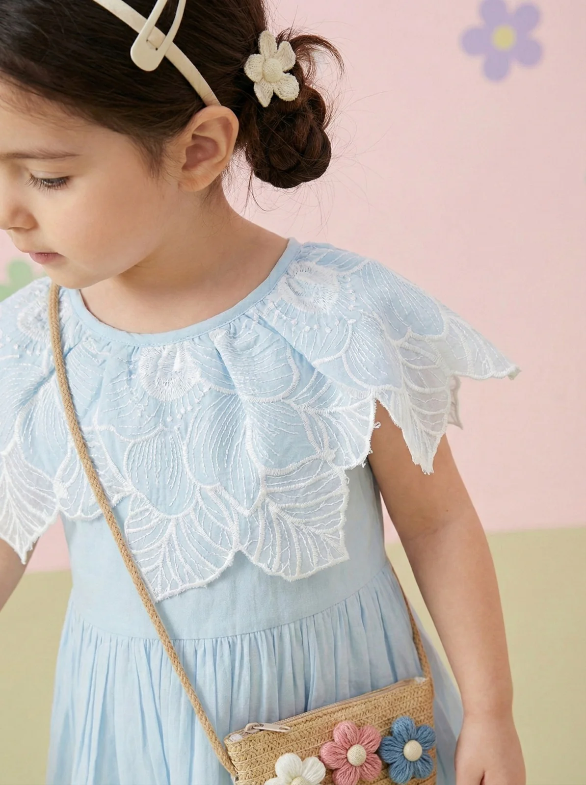 Joy softblue kids cotton dress - Image 5