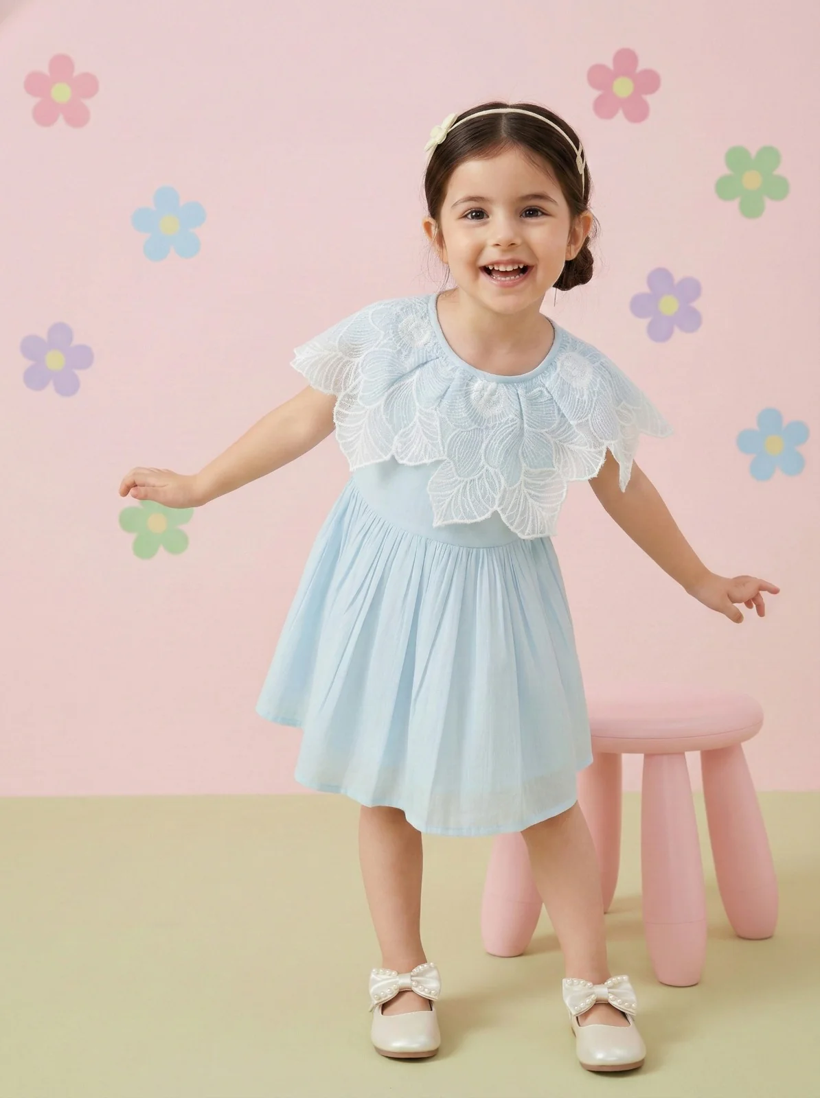 Joy softblue kids cotton dress - Image 7