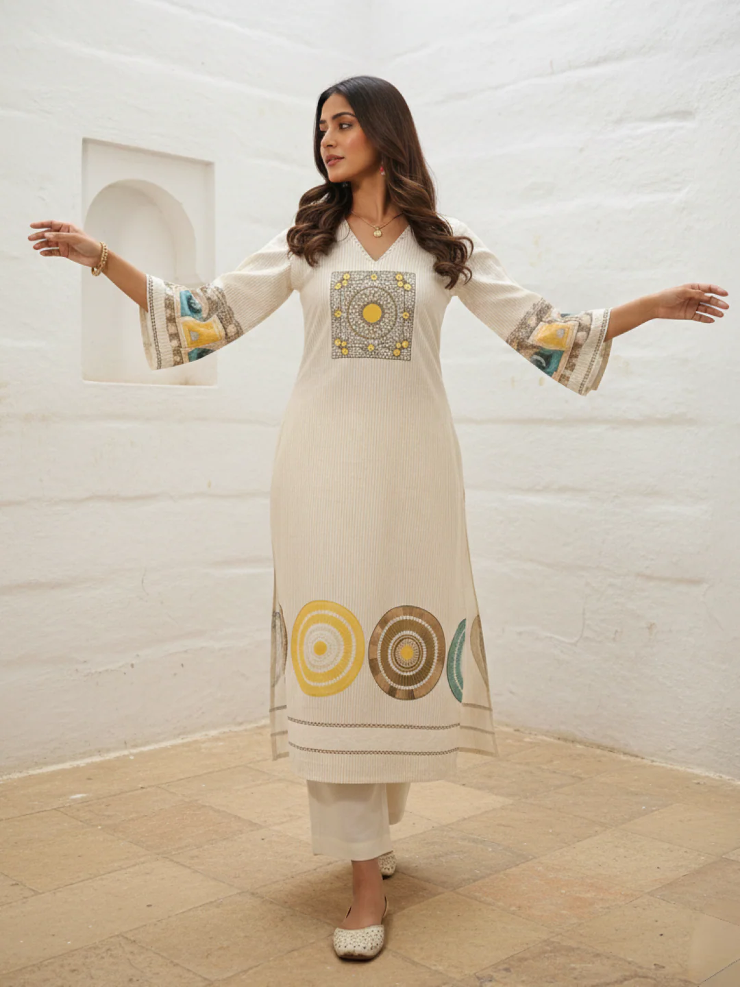 Virosh Pearl cotton kurta pant set - Image 4