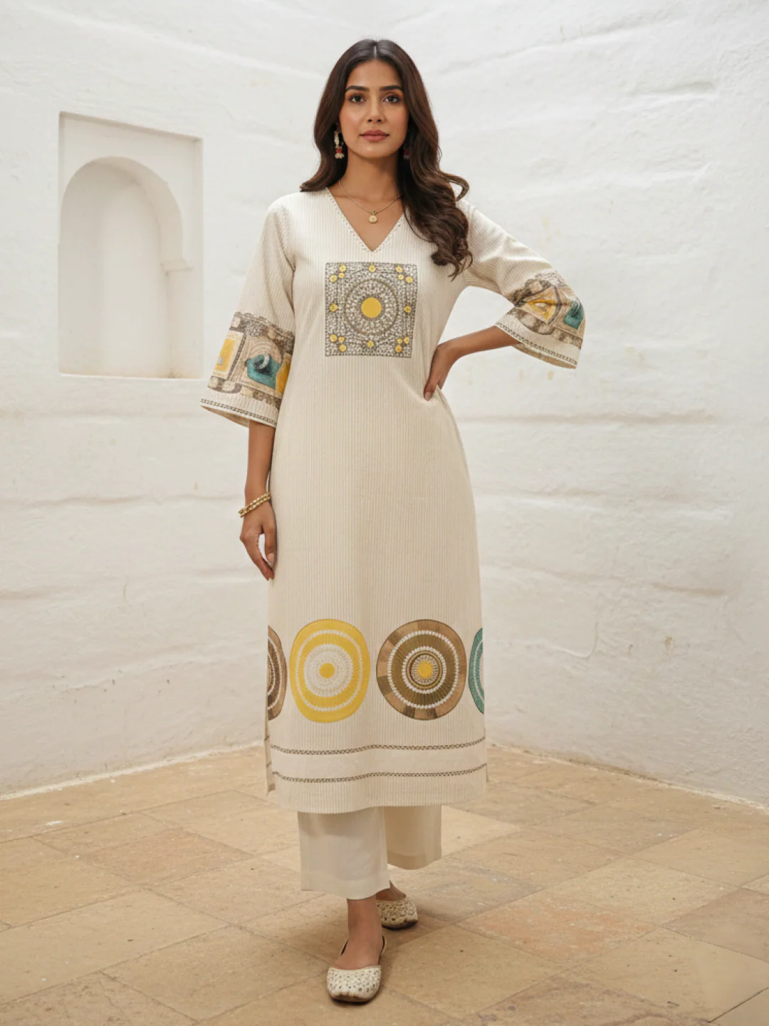 Virosh Pearl cotton kurta pant set - Image 5