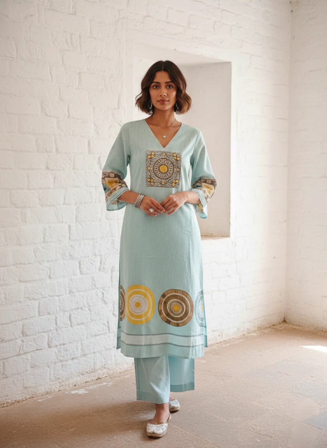 Virosh softblue cotton kurta pant set - Image 5