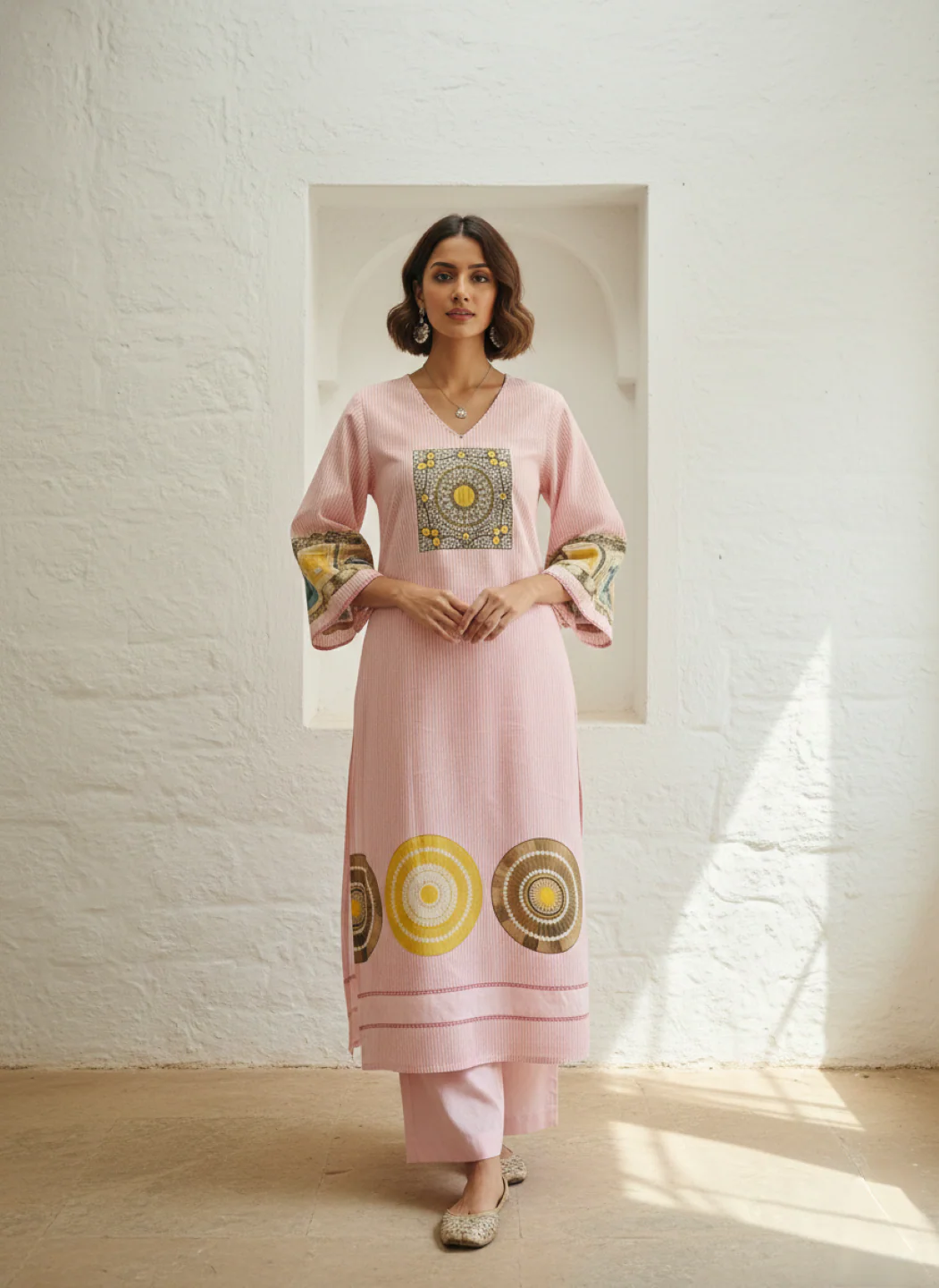 Virosh Softpink cotton kurta pant set - Image 3
