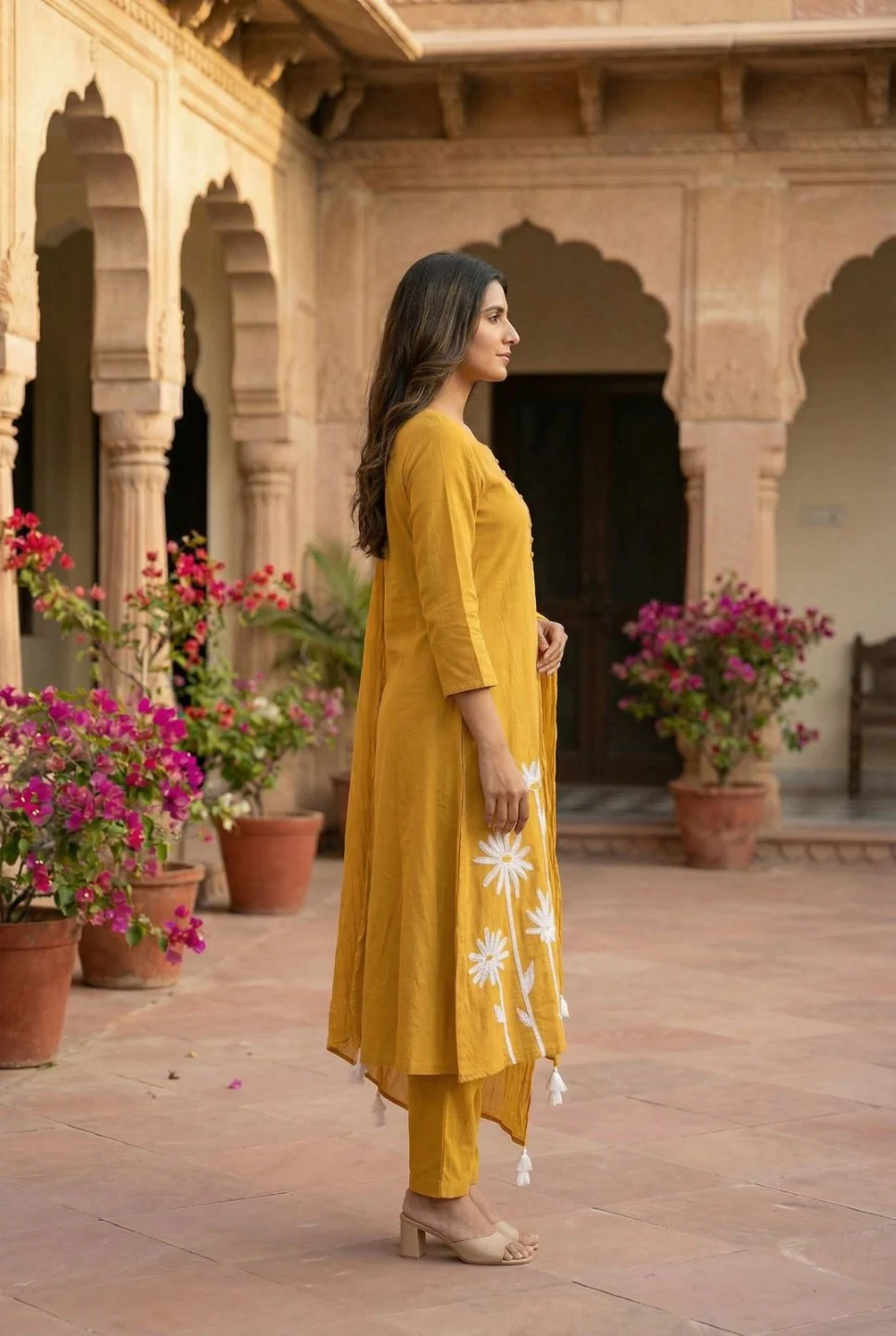 Tanu amber cotton embroidery suit set - Image 5