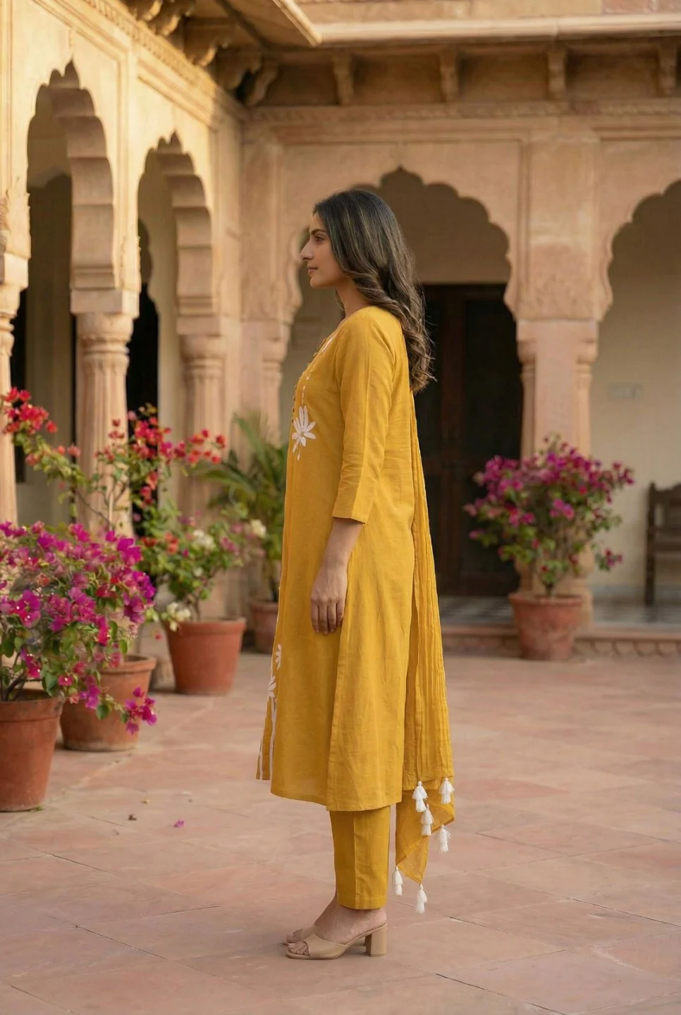 Tanu amber cotton embroidery suit set - Image 6