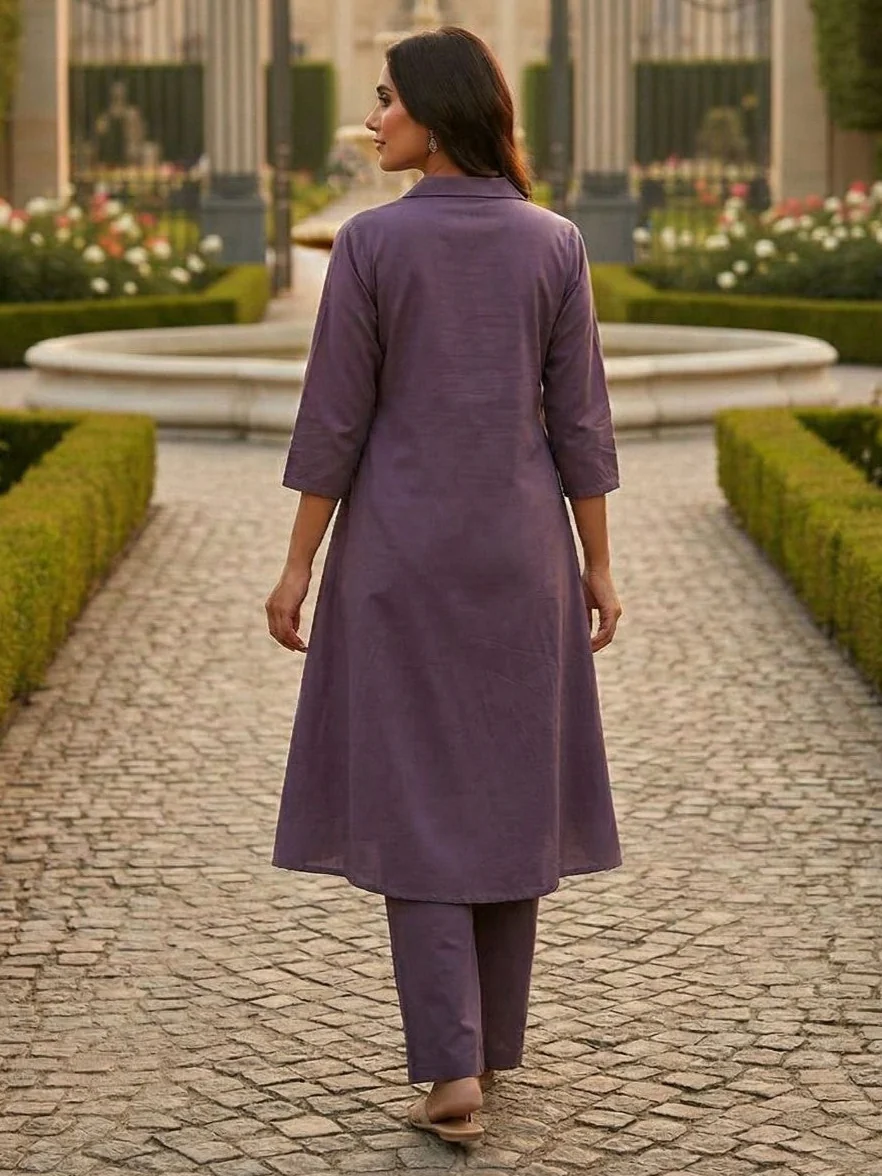 Tatva iris embroidery cotton kurta pant set - Image 3