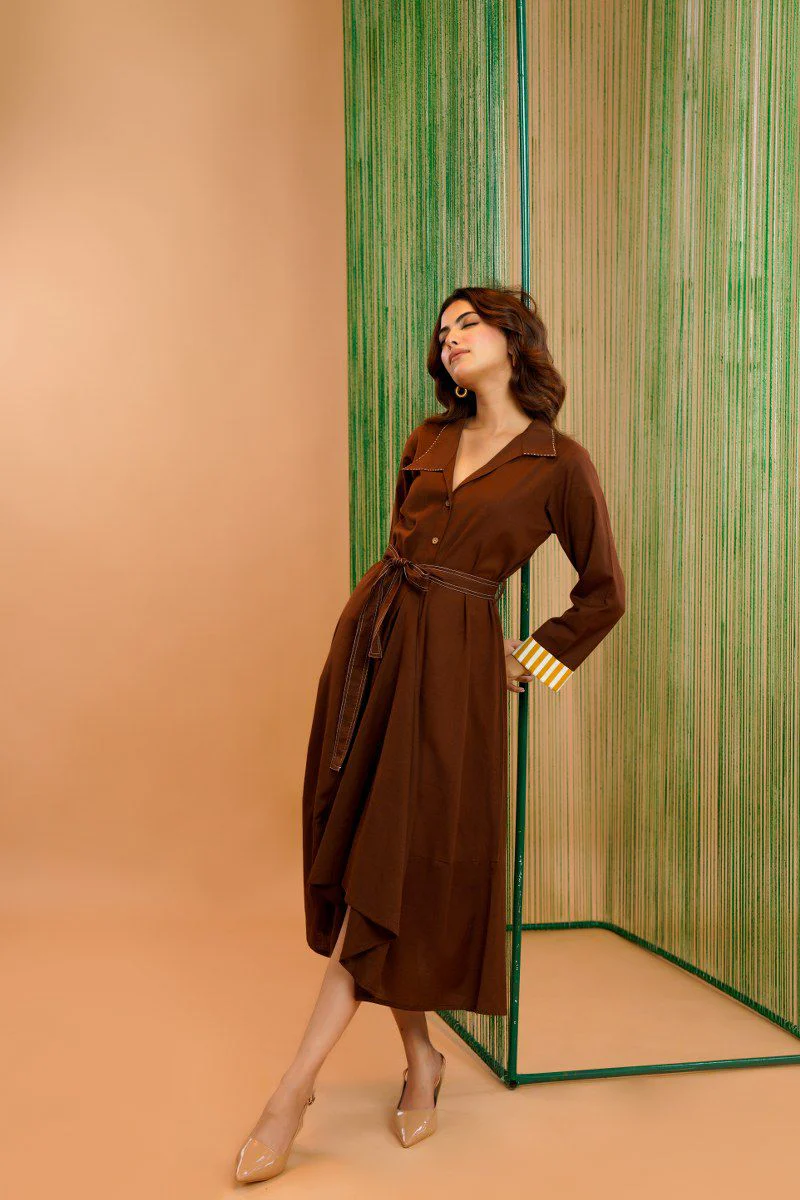 Tatva russet cotton dress - Image 11