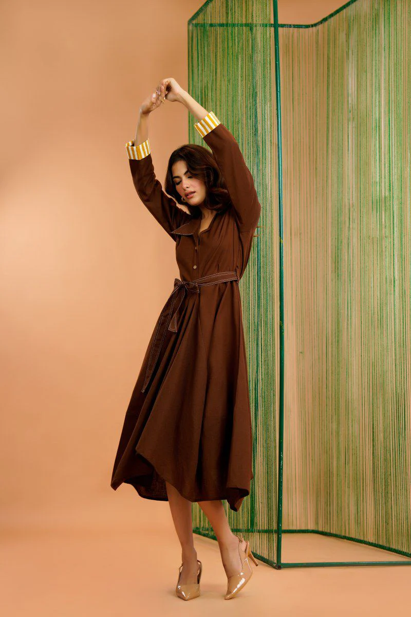 Tatva russet cotton dress - Image 13