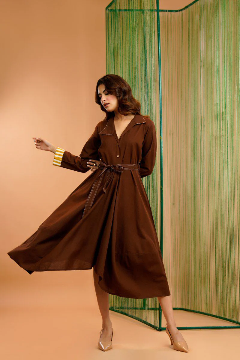 Tatva russet cotton dress - Image 3