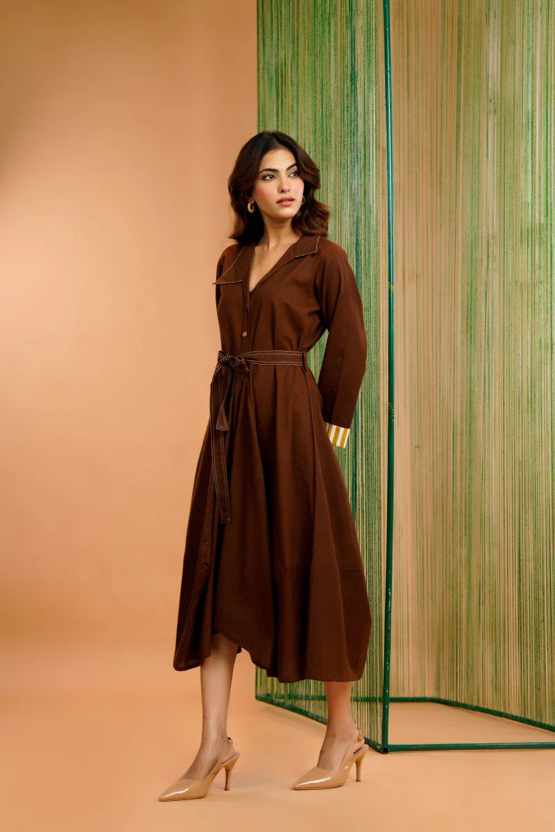 Tatva russet cotton dress - Image 4