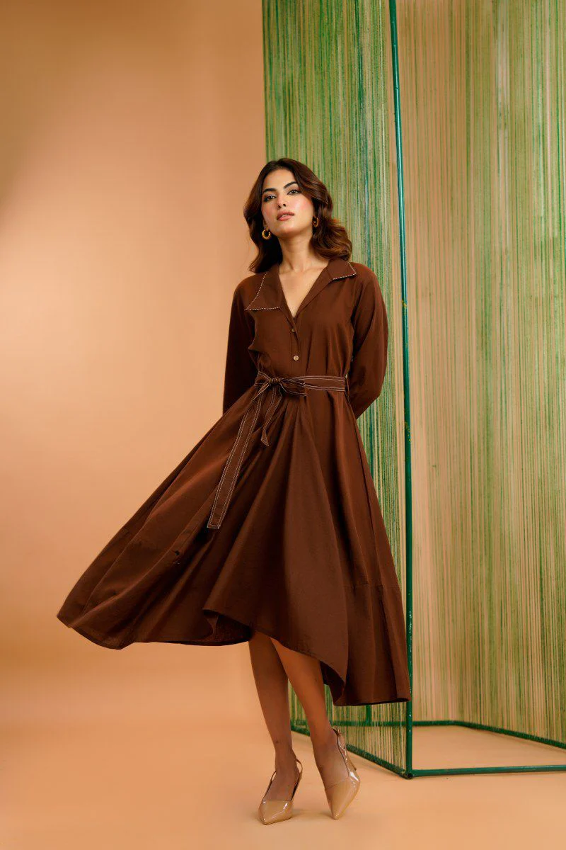 Tatva russet cotton dress - Image 7