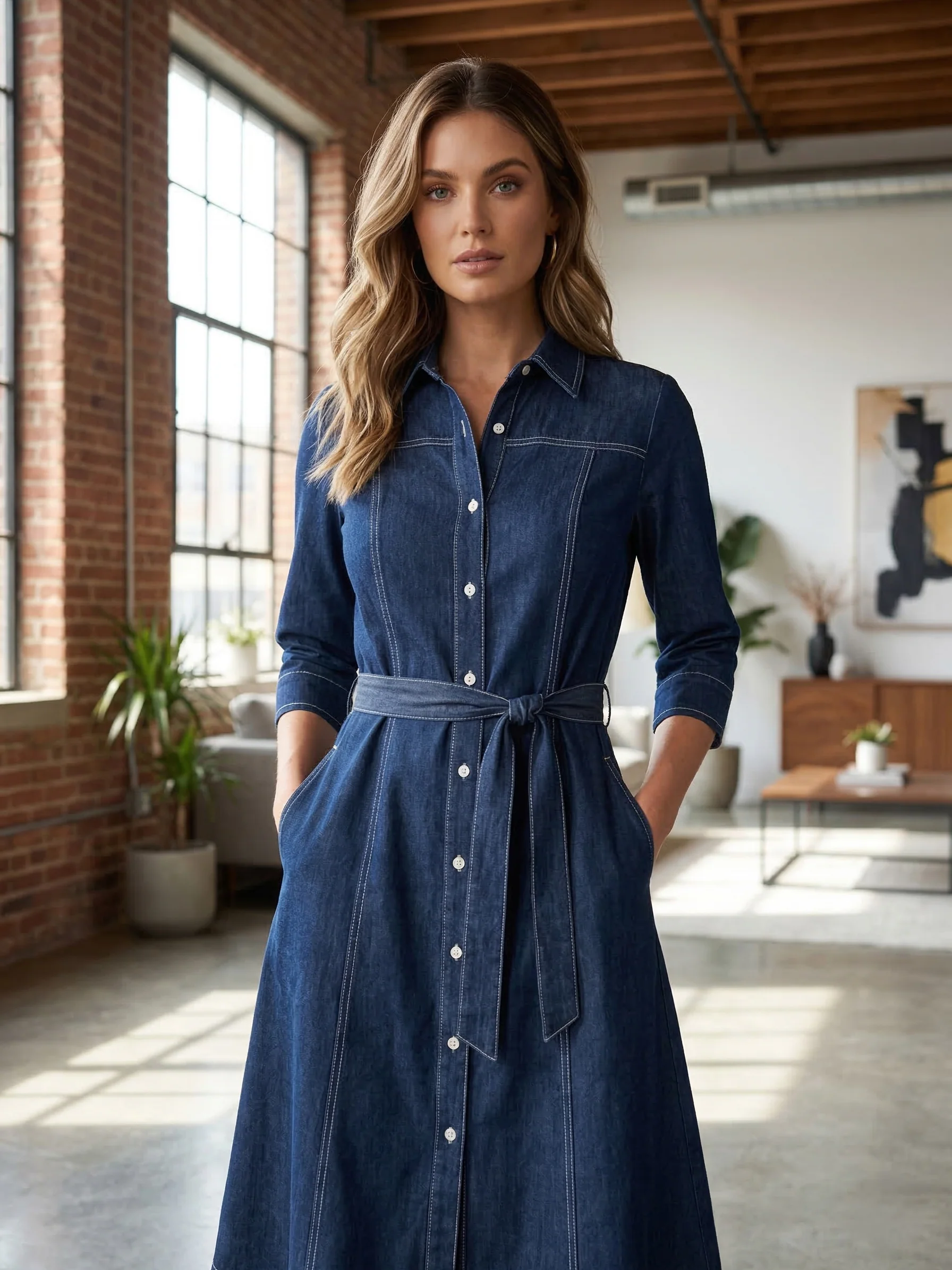 Prisha Navy denim cotton dress - Image 2