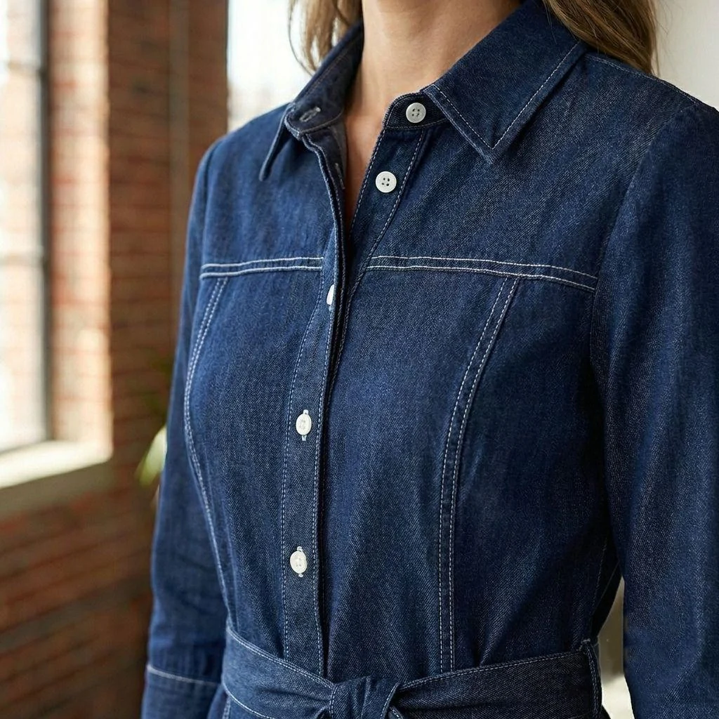 Prisha Navy denim cotton dress - Image 4