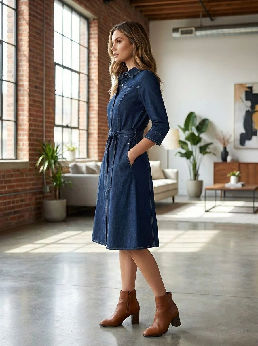 Prisha Navy denim cotton dress - Image 5