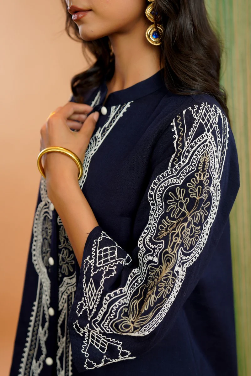 Tatva Navy embroidery cotton co-ord set - Image 10