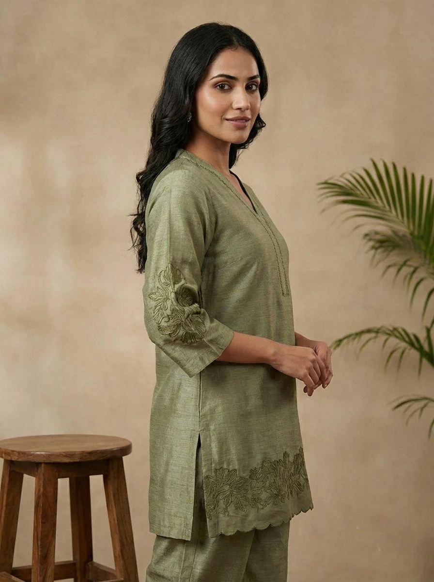 Prisha moss embroidery cotton co-ord set - Image 3