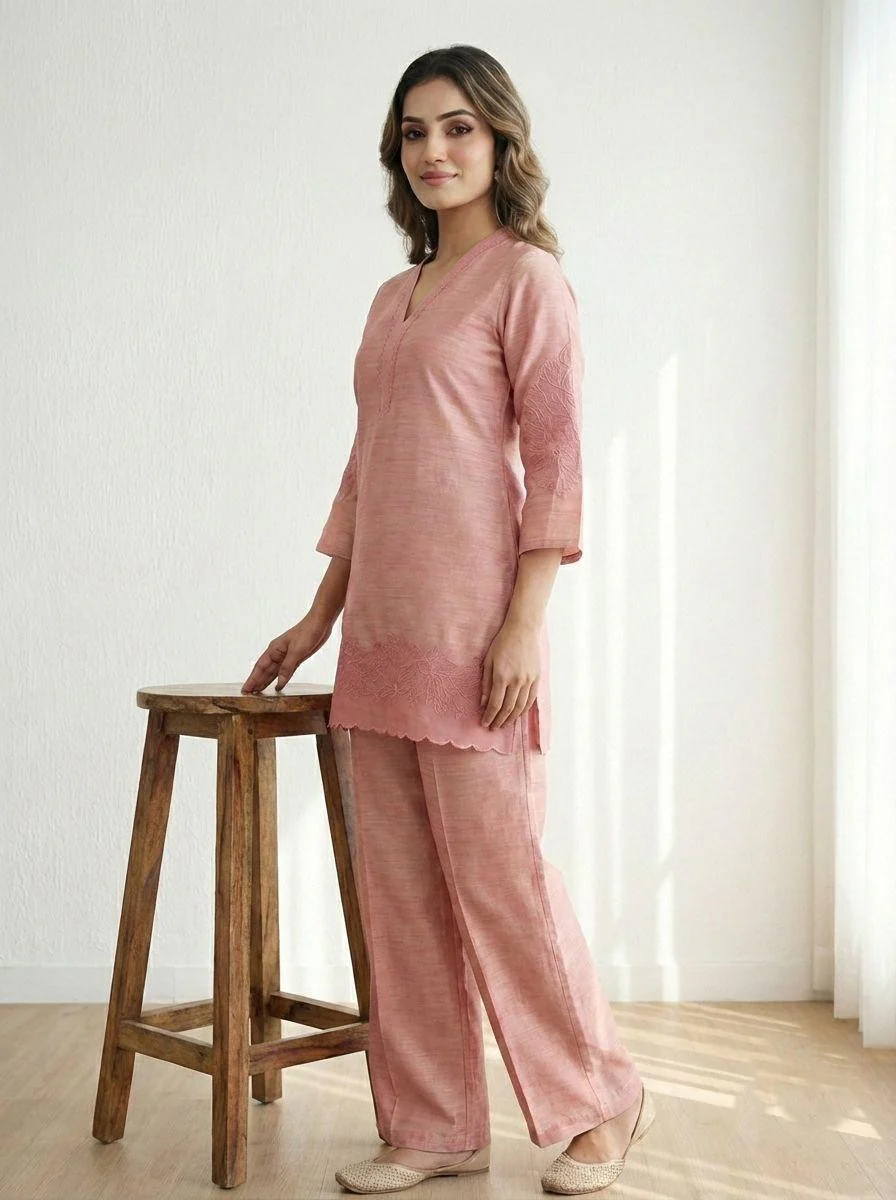 Prisha blossom embroidery cotton Co-ord Set - Image 3