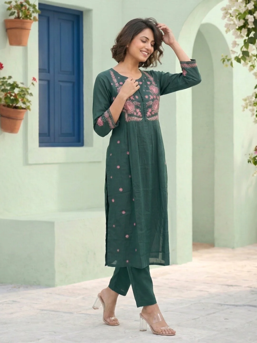 Chandri Myrtle Embroidered Kurta Pant Set - Image 4