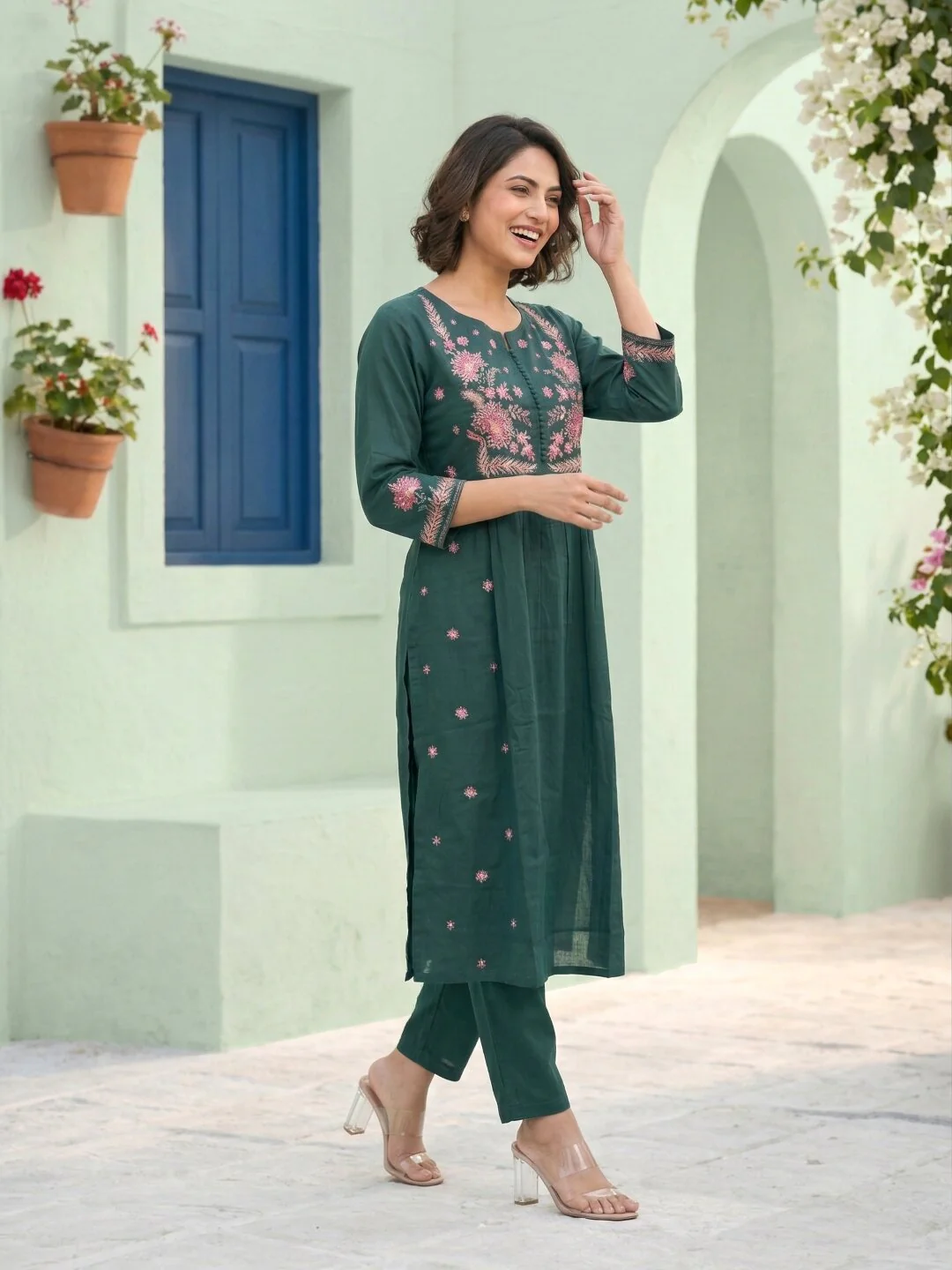 Chandri Myrtle Embroidered Kurta Pant Set - Image 5
