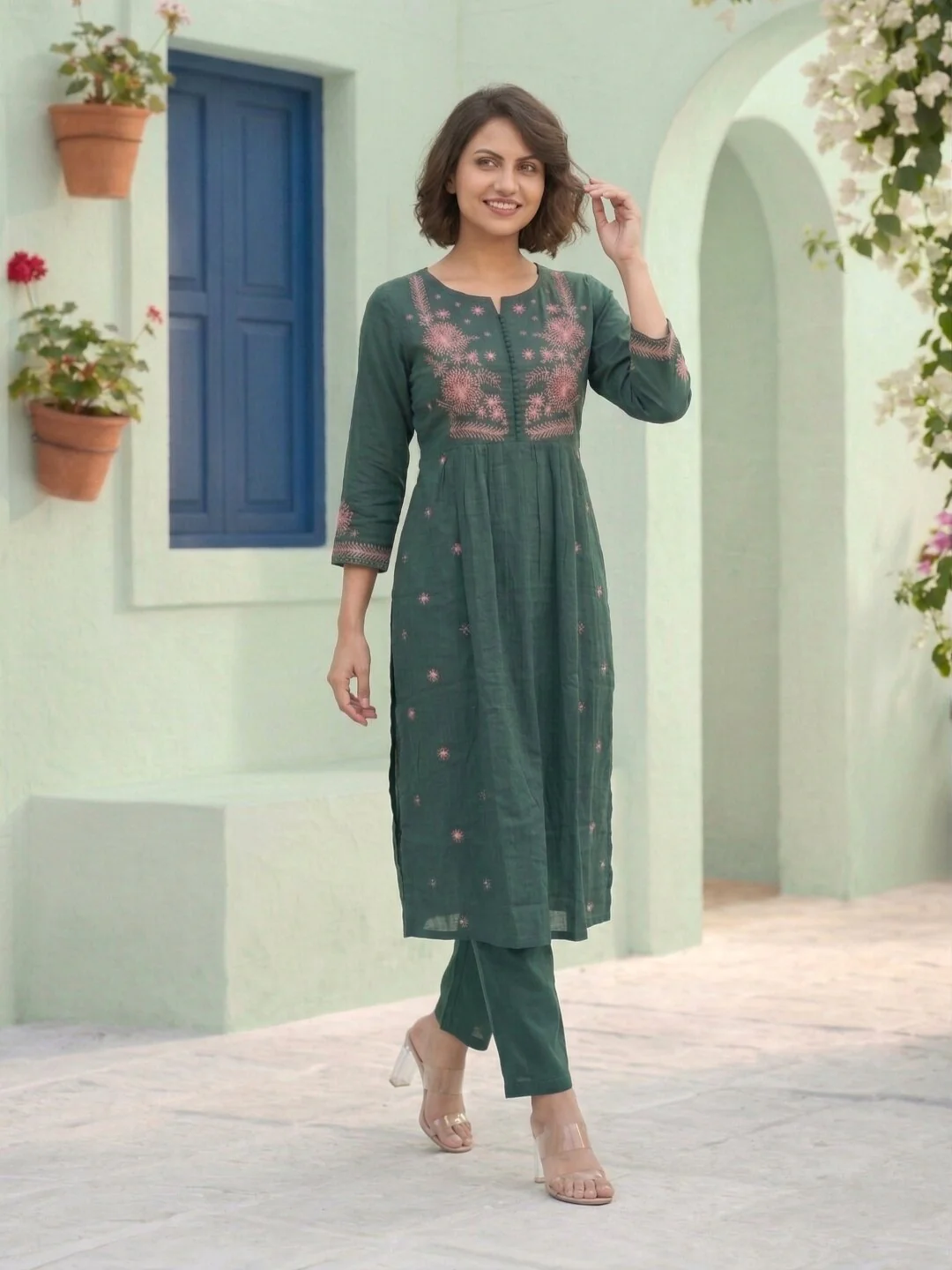 Chandri Myrtle Embroidered Kurta Pant Set - Image 8
